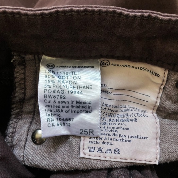 AG Adriano Goldschmied Stilt Cigarette Leg Brown Low Rise Brushed Cotton Pant 25 - Picture 7 of 8